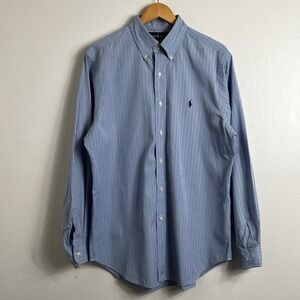 Ralph Lauren Dress Shirt Men's Classic Fit Sz 16 32/33 Blue & White Striped LS
